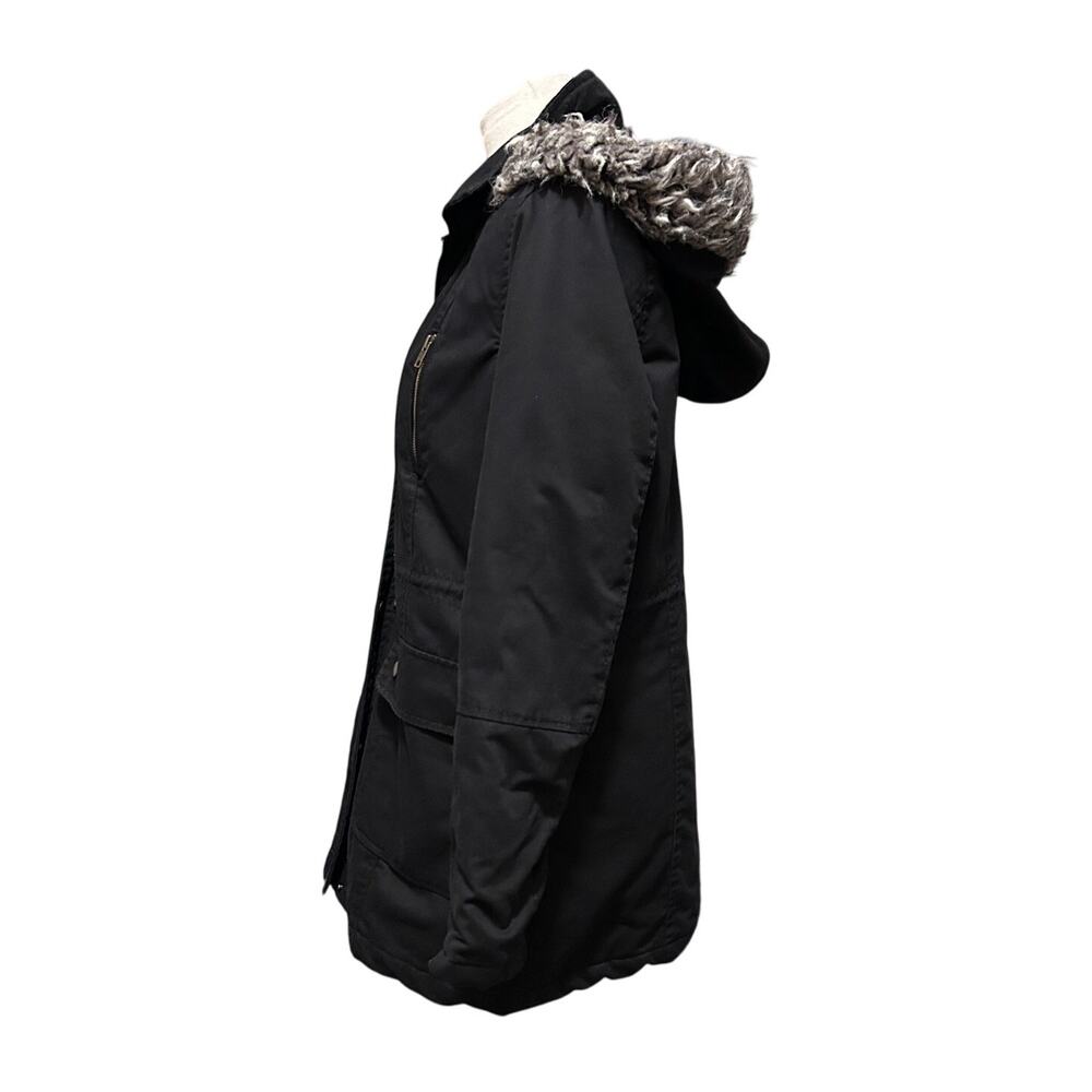 Glamisa Black Winter Coat Faux Fur Size Large - Picture 4 of 12